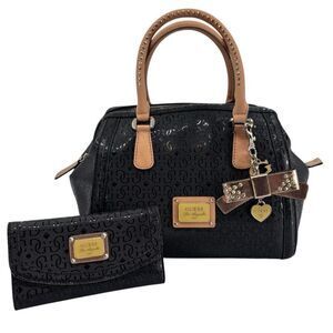 Guess LA 1981 PVC Satchel Bag w/Charm and Wallet Y2K 90's